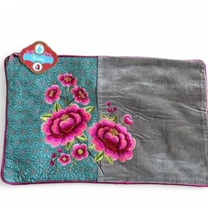 PIP STUDIOS for Anthropologie Pink and Beige Floral Pillow Cover 12 x 20.